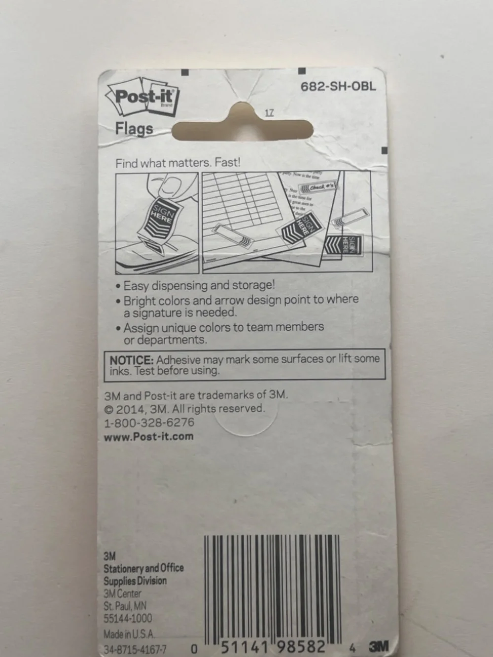 3M POST-IT FLAGS Color code 60 count .94in x 1.7 Sign Here Flags